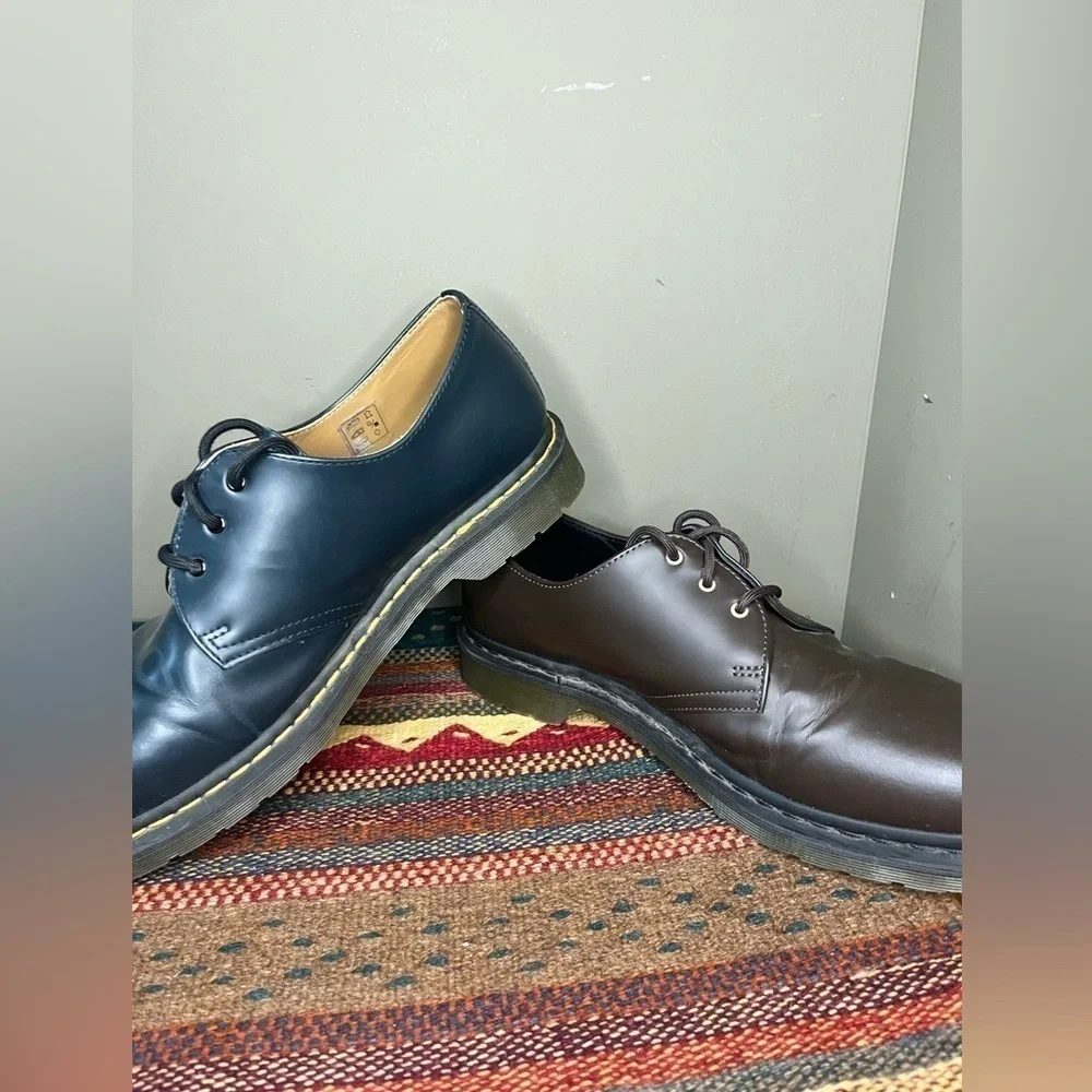 Doc Martens Mis Matched Funky Y2K Leather Brown Blue Loafer Lace Up Shoe Men 11